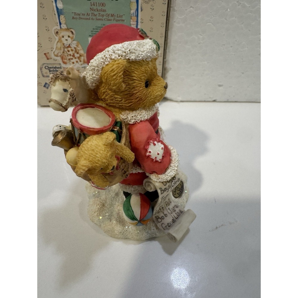 Cherished Teddies Nickolas You're At The Top Of My List Santa Christmas W Box